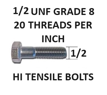 1/2 UNF HEX HEAD BOLTS HIGH TENSILE GRADE 8 FINE THREAD SELECT LENGTH